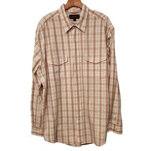 Timberland Plaid Shirt Long Sleeve Button Up Brown Men's XL 100% Cotton EUC